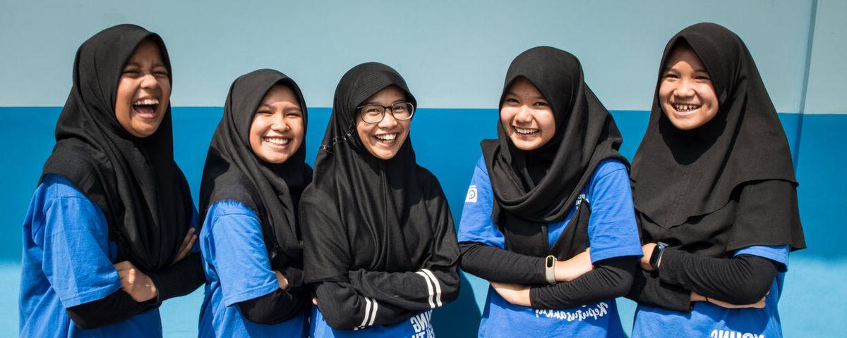 Five girls smiling